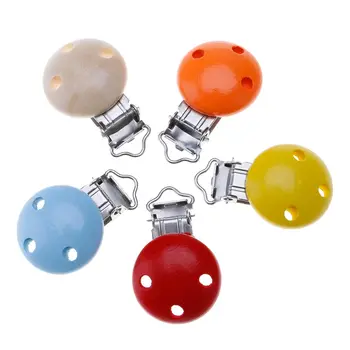

1pcs Wood Baby Toddler Infant Soother Dummy Nipples Pacifier Holder Suspender Clip Color Random