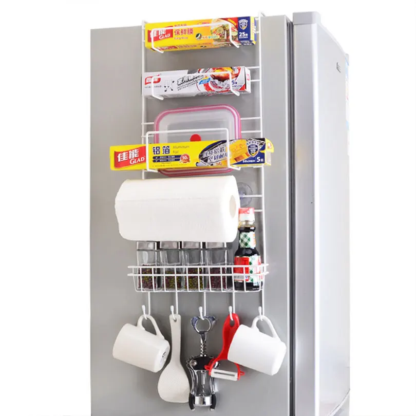 

Fridge Organizer Shelf Folding Iron Fridge Storage Racks For Paper Flavour Tools Shelf On The Fridge Kitchen Accessories EGN160