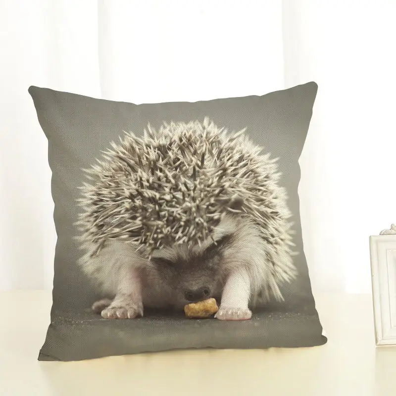 Cute Pet Cushion Cover 45x45cm Linen Printed Hedgehog Throw Pillow Covers Decorative Cushions Home Decor Decoration Accessories