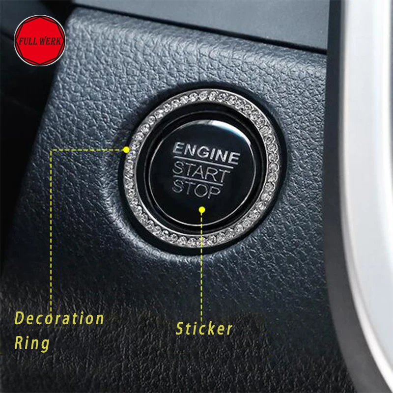 Car Ignition Key Ring Cover Trim Car Start Engine Stop Button Cover