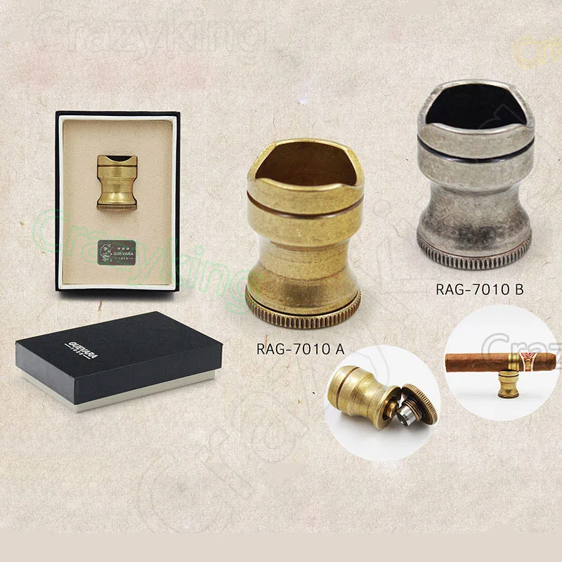 

Guevara Vintage Bronze Travel Cigar Holder Showing Stand Ashtray Fits Cohiba Cigars With Cigar Punch Gift Box