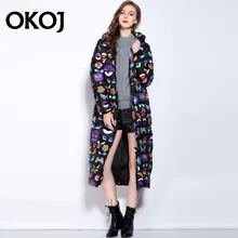 Plus size print 2016 winter jacket Women Down jackets Women’s down coat white duck down coats Outerwear long thicken Hooded
