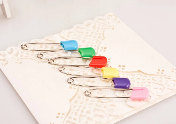 

10pcs 5.5cm/55mm large colored plastic hijab Multipurpose baby stainless steel safety pins pins needles free shipping