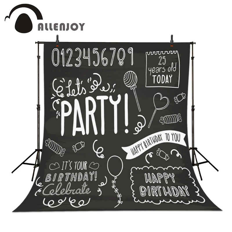 Allenjoy Joyeux Anniversaire Decors Texture Tableau Noir Partie D Anniversaire Ecriture Bebe Fond Pour De Personnalisation Personnelle Aliexpress