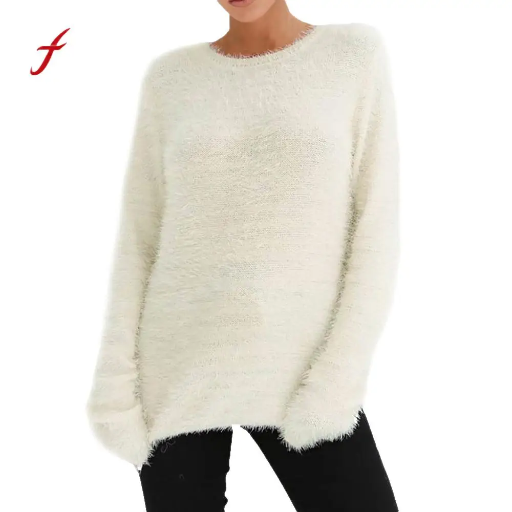 

Feitong 2018 Autumn Winter Women Tops Shirts O-Neck Solid Casual Plush Blouse Women Long Sleeve Top Shirt female top Blusas /PY