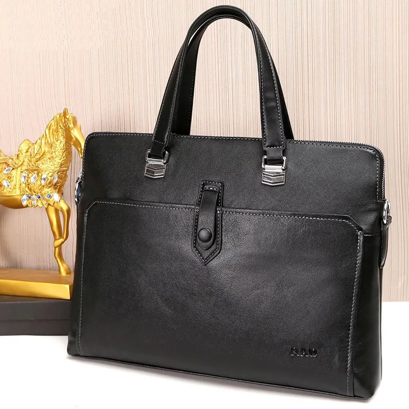 2019 Head Layer Large Capacity Business Bag Cowhide Genuine Leather Bag Mens Bags Leisure Briefcase For Laptop/Computer