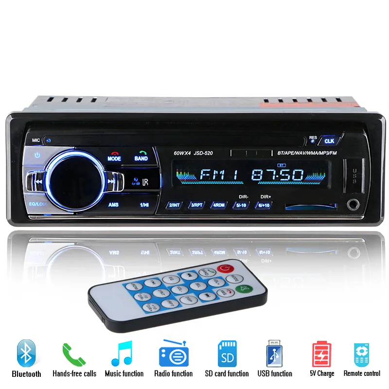 

NEW 12V Car Radio MP3 Audio Player Bluetooth AUX USB SD MMC Stereo FM Auto Electronics In-Dash Autoradio 1 DIN for Truck Taxi