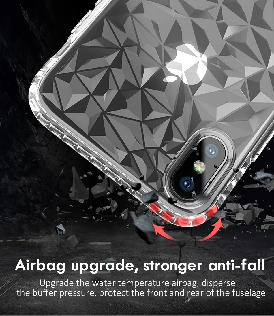 !ACCEZZ Luxury Soft 3D Phone Cases For iPhone X 10 8 7 Plus TPU Anti-Shock Back Transparent Mobile Full Protection Cover Shell (7)