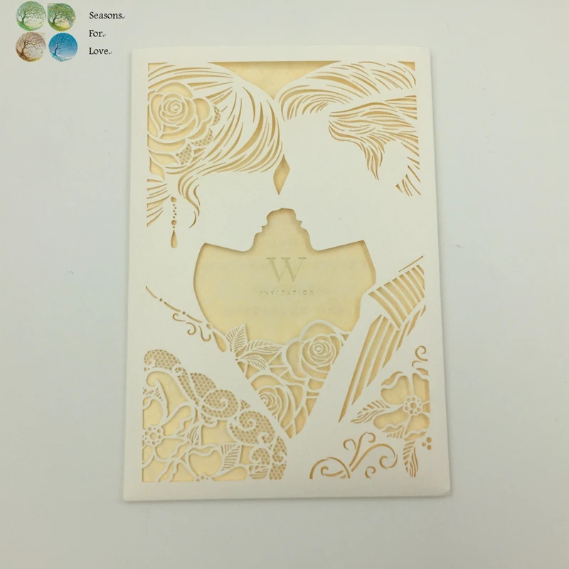 wedding engagement invitation laser cut groom bridge romantic ...