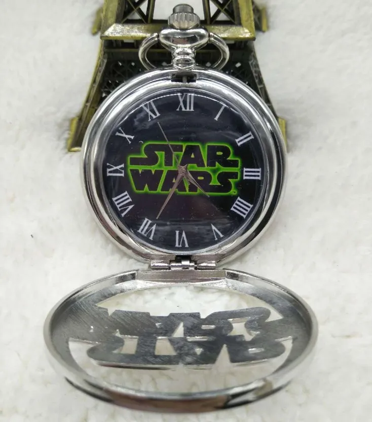 Винтаж Silver Star Wars карманные часы Цепочки и ожерелья Гарри Поттер Кварц ретро брелок часы Для мужчин цепи кулон детей милый подарок для
