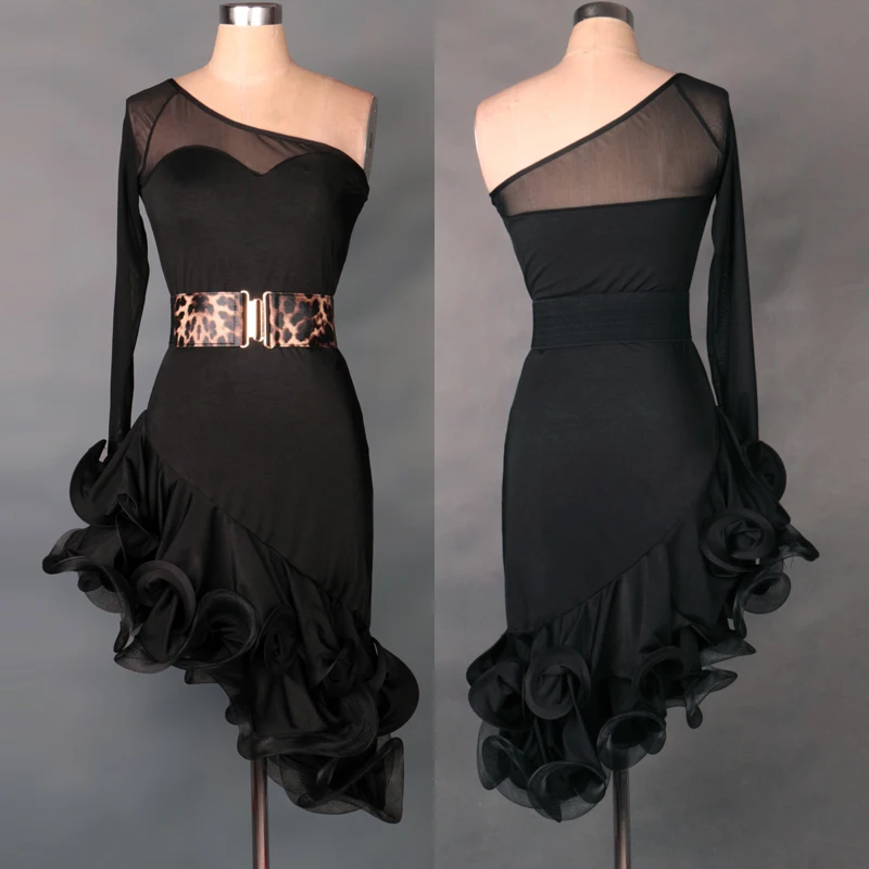 

child / adult latin dance dress women / girls 2 piece. dress and a black / blue / red / purple / pink Enfeites to quarto s