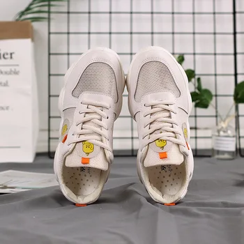 

2019 autumn new fashion simple solid color casual shoes women trend mesh breathable casual flat shoes