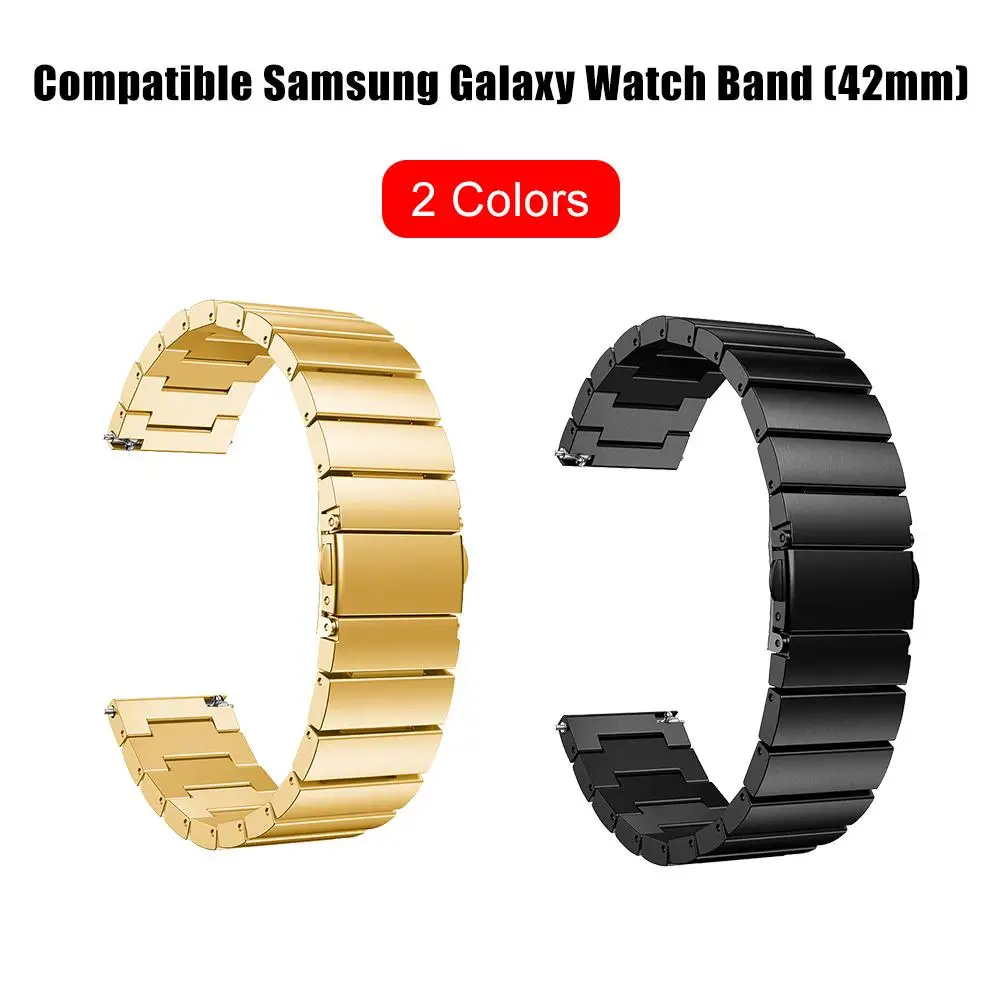 

20MM for Samsung Galaxy Watch 42MM Stainless Steel Strap Solid Beaded Chain Steel Belt Metal Replacement Strap