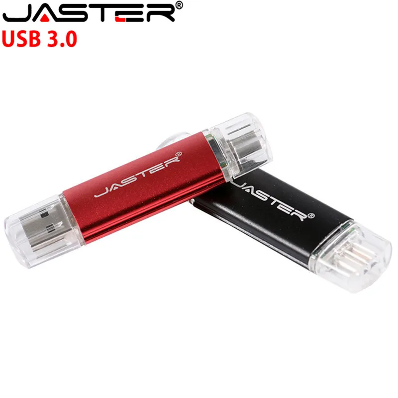 JASTER Fast Speed USB 3.0 OTG Pen drive 64GB Metal USB Flash Drive 128GB 32GB 16GB 8GB Double Use Pendrive Flash Drive