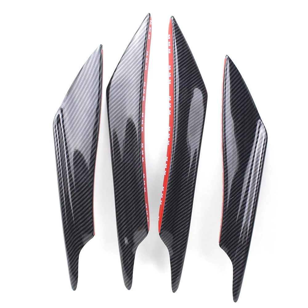 

4PS Universal Carbon Plastic Car Front Bumper Lip Diffuser Splitter Fins Body Spoiler Canards Valence Chin