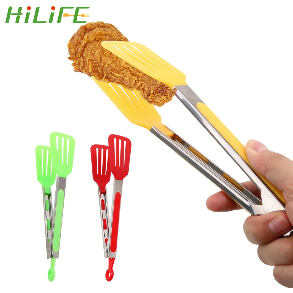

HILIFE Salad Serving BBQ Tongs Non-Stick Kitchen Tongs Stainless Steel Handle Utensil Silicone Pizza Bread Steak Clip
