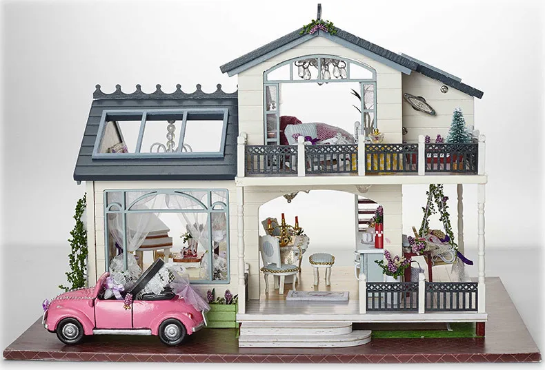 Cutebee DIY House украшения миниатюрные с мебель светодиодный музыкальный Пылезащитный чехол модели, строительные блоки, игрушки для детей, Casa De Boneca A032