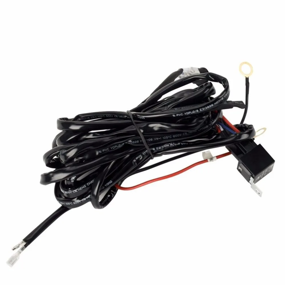 Universal 12V 40A Car Fog Light Wiring Harness Kit Loom For HID Work Driving Light Bar With Fuse ...