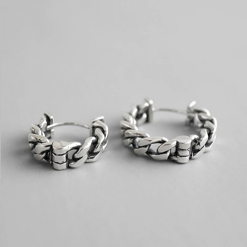 

Hoop Earrings 925 Sterling Silver Real Simple Chain Hoops Minimalist Fine Jewelry Joyas De Plata 925 Mujer Fine Jewelry WDE008