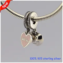Путешествия с вами серебряные талисманы с розовой эмалью новые 925 пробы серебряные бусины DIY ювелирные изделия оптом 09241