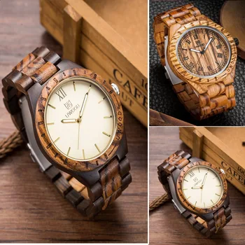 

Top Men's Watches Brown walnut Wood Wristwatch with Wood Strap Japan Movement 3019 Quartz Wood Watches For Men Christmas Gifts