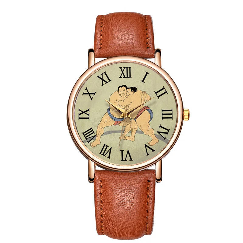

relojes hombre 2018 Wrist Watch Bracelet Japanese Sum Dial Stylish Design Watch Men Leather Strap Leisure Watches Qurtz Clock