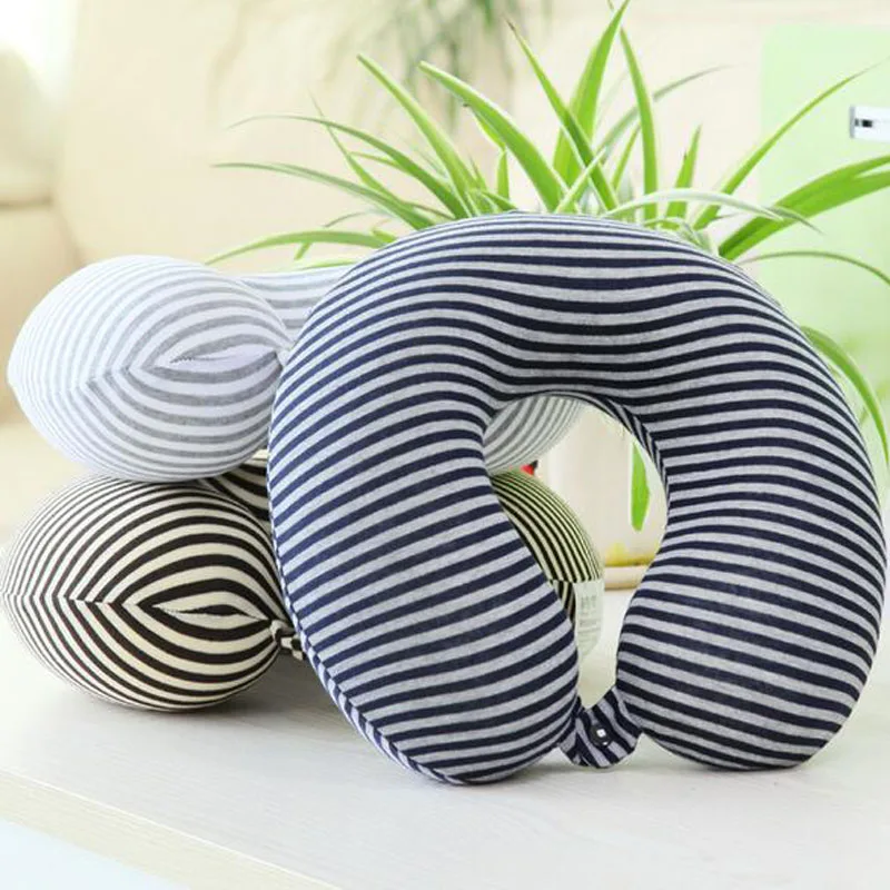 Microbeads U Shape Neck Pillow Stripe Transfer Printing Travel Pillows
