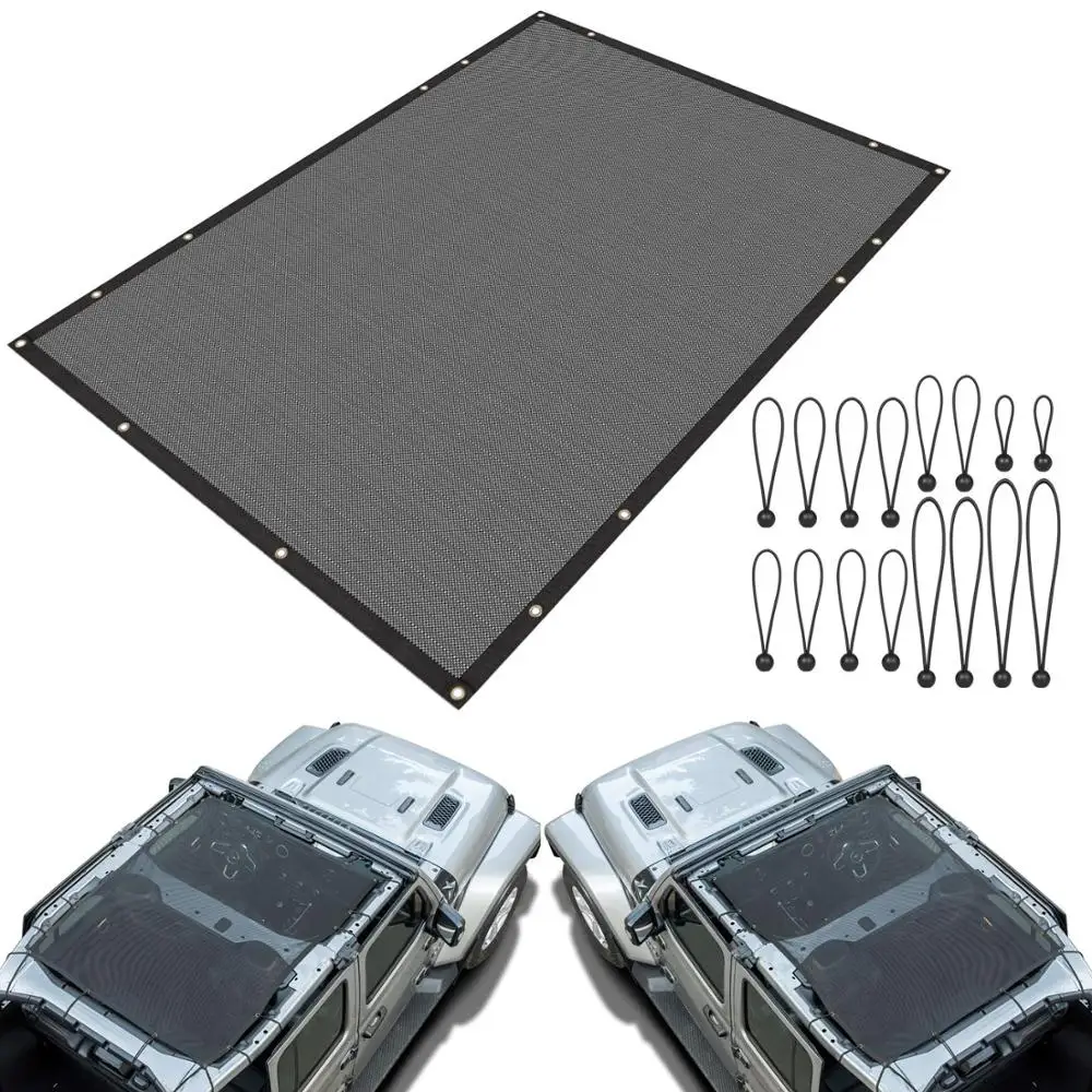 

Chuang Qian New Sunshade Mesh Shade Top Cover Provides UV Sun Protection Sun Blocker for 2018 2019 Jeep Wrangler JL 4 door)