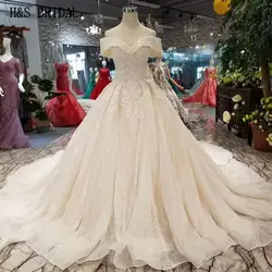 H & S свадебные Vestido de Novia 2019 Beatu средства ухода за кожей шеи свадебное платье Роскошные блестящие органзы Свадебные платья