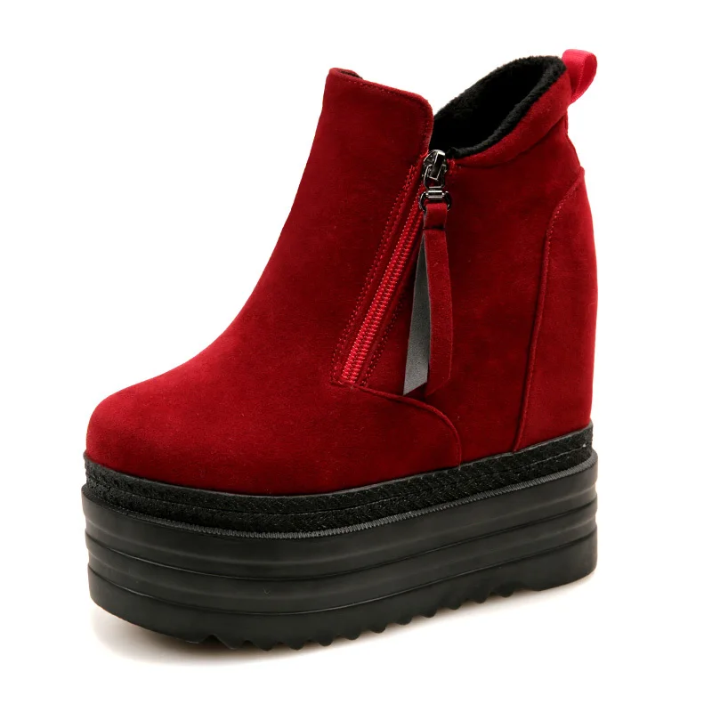 

Stan Shark Korean version of the new women's suede wedge heel boots increased Worker boots women's thick-soled platform boots
