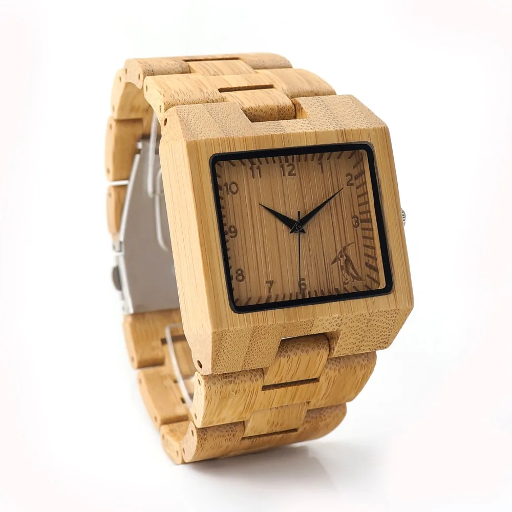 BOBO BIRD L22 Square Wood Wristwatch Mens Watches Top Luxury Brand Rectangle Design And Wooden Band Watch Fashion Montre Homm