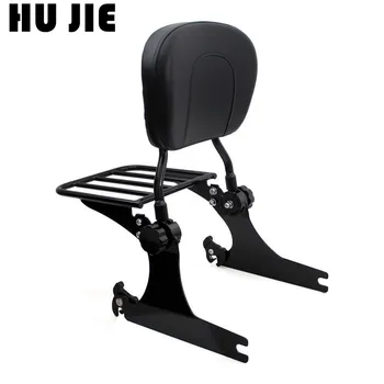 

Black Adjutable Backrest Sissy Bar Luggage Rack For Harley Softail Fat Boy FLSTF FXSTB FXST Night Train Standard Injected 00-06