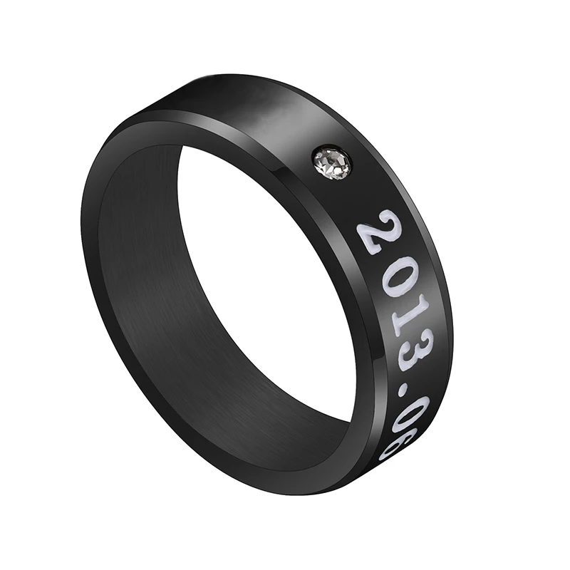 Auxauxme Titanium Steel Rap Monster Zircon Rings Gold Wedding Promise Ring For Women Men Engagement Jewelry Gift - Цвет основного камня: black 2013