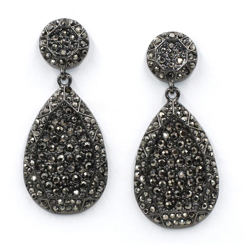

2017 New fashion new design bead simple cool stylish big black crystal stud Earrings for women fashion Factory Price wholesale