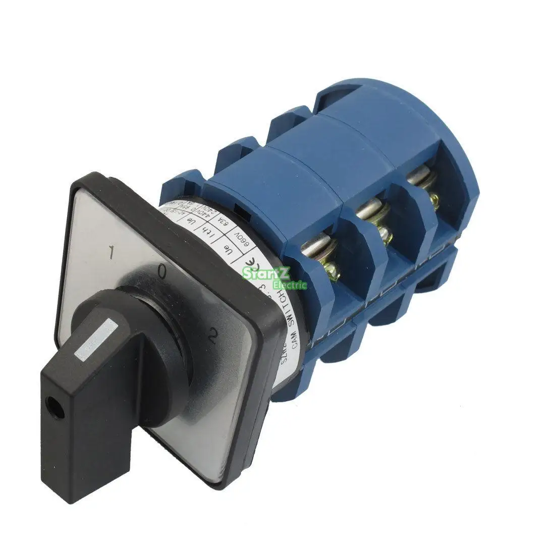 

AC 660V 63A 12 Terminals 3 Positions Latching Rotary Cam Changeover Switch