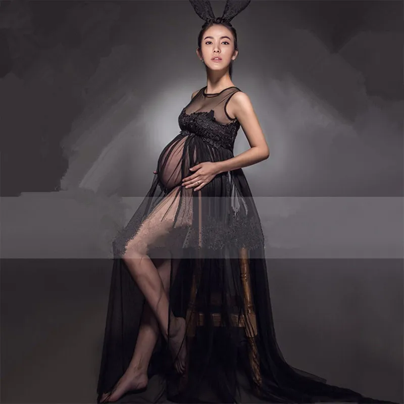 

Maternity Photography Props Pregnant Photo Shoot Long Lace Chiffon Dress For Pregnancy Maternity Clothes For Pregnant Women PO12