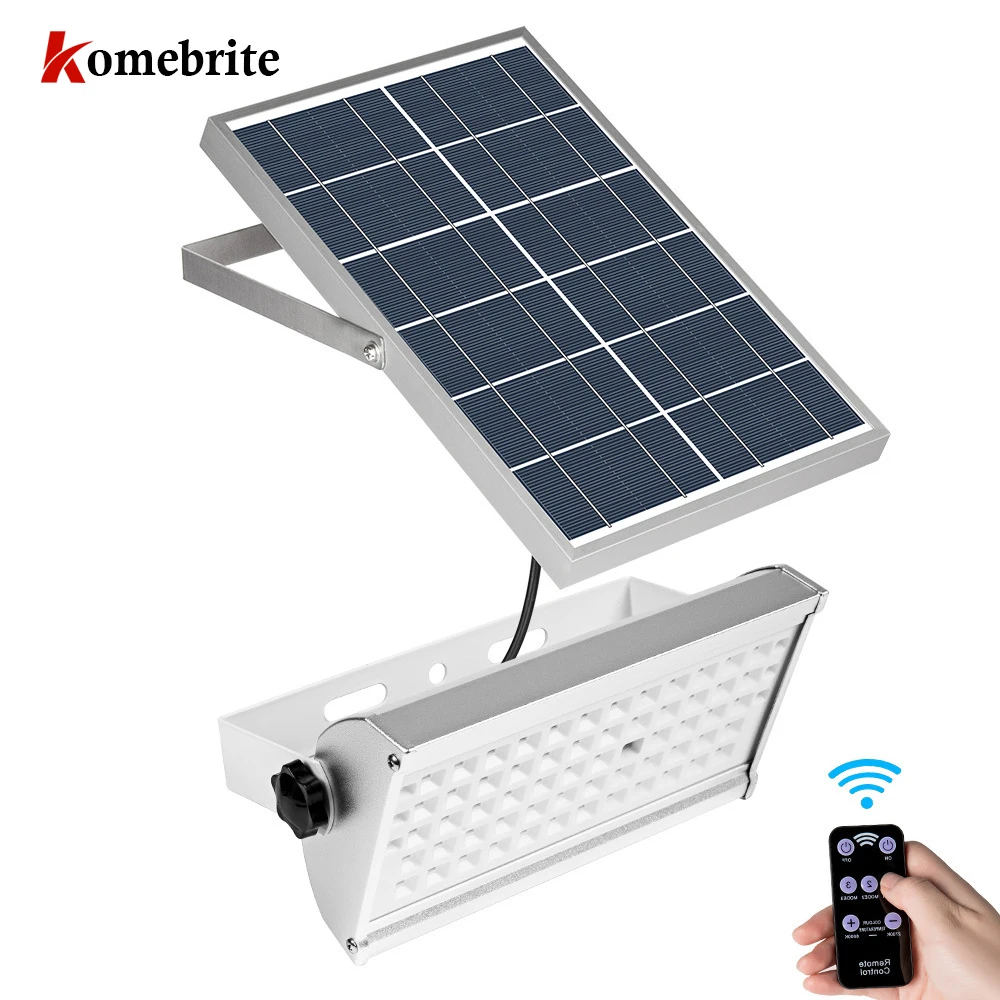 

Komebrite 10W Solar Flood Light with Radar Sensor Remote Outdoor Waterproof LED Garden Floodlight 1500lm Powered Spotlight Lamp