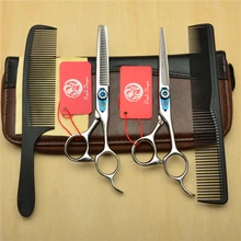 4 шт. костюм 6,0 ''фиолетовый дракон 440C профессиональные человеческие волосы Парикмахерские ножницы резка Ножницы+ Истончение+ расческа Z1016