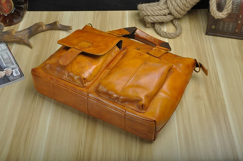Для мужчин качество кожи Винтаж Дизайн путешествия Бизнес Портфели 15,6 "для ноутбука атташе сумка-портфель Tote B260g