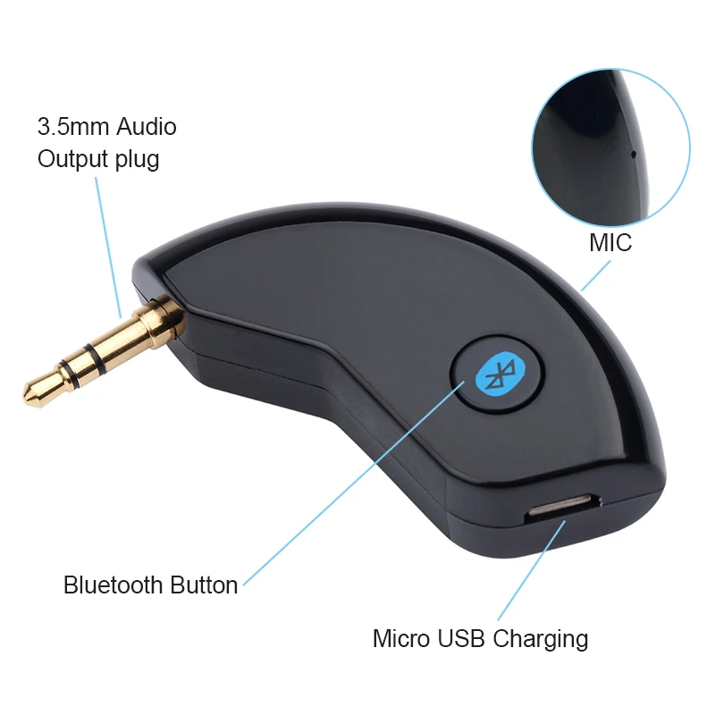 Bluetooth 4,2 приемник портативный беспроводной аудио адаптер с 3,5 мм разъемом для домашнего стерео потокового воспроизведения музыки или автомобильной акустической системы