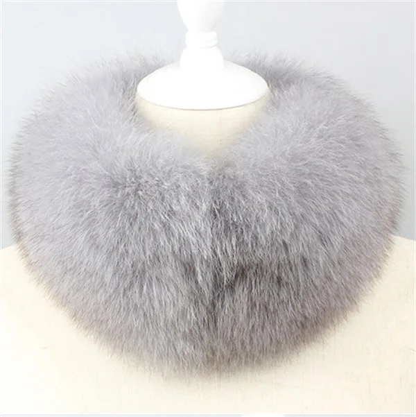 Hot Sale Real Fox Fur Collar Women Natural Fox Fur Scarf Winter Minter Multiple Colour Fur Scarves - Цвет: gray