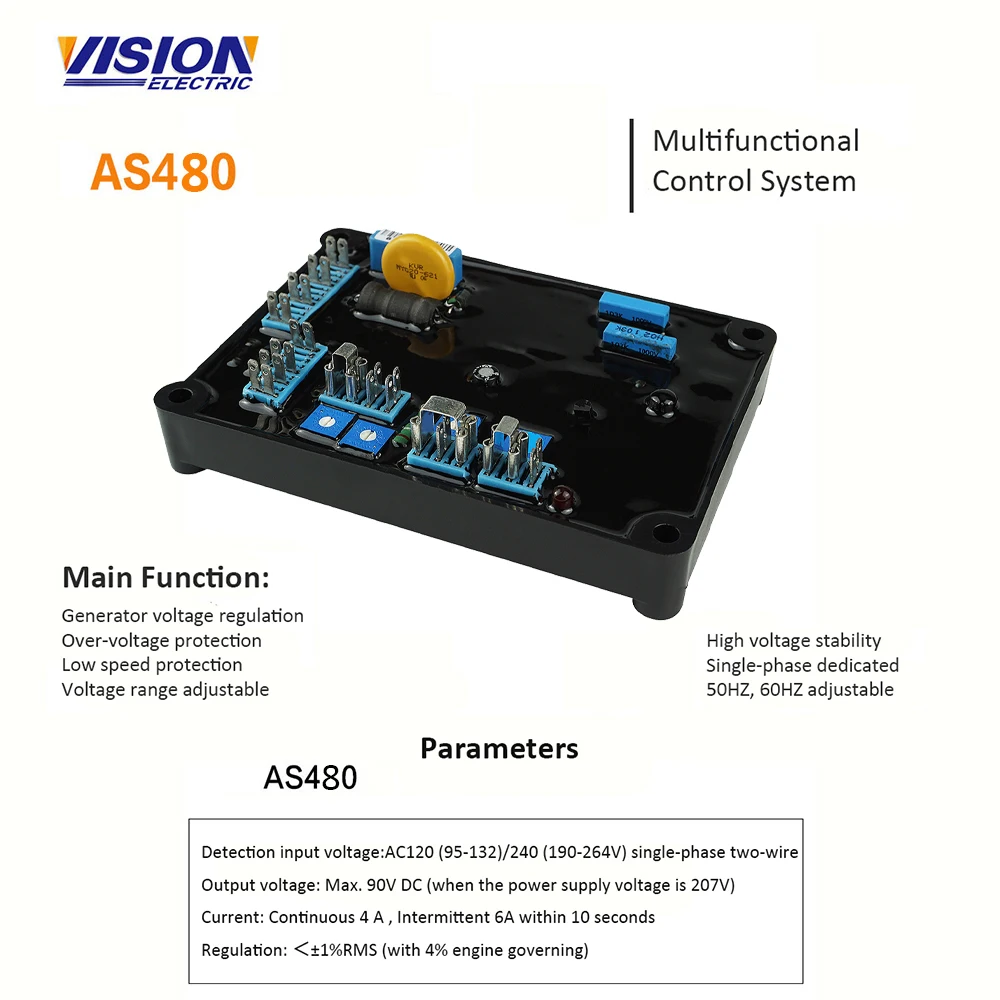 AS480 AVR Generator automatic voltage stabilizer electronic voltage regulator for brushless alternator genset
