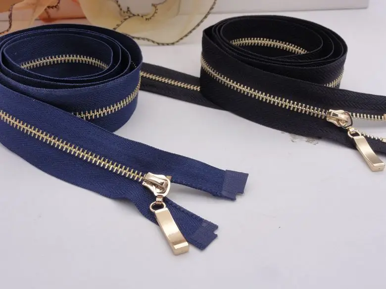 Buy 2pcs 100cm 3 metal zipper copper for jacket coat