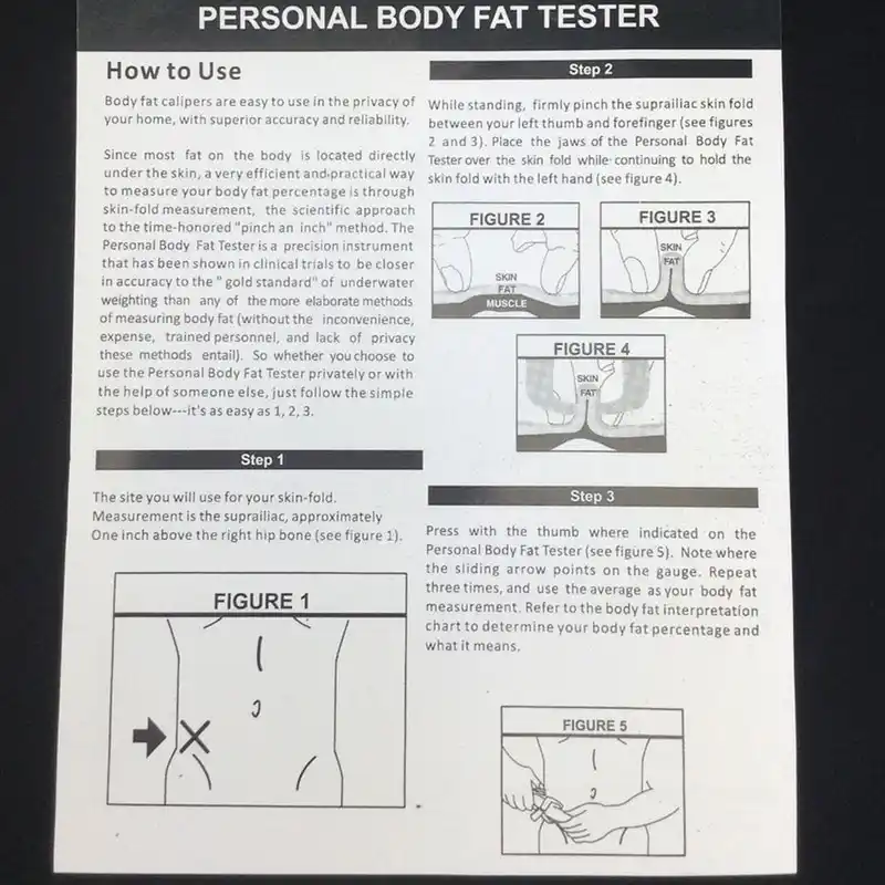 Urijk 1pc Body Fat Tester Analyzer Fat Measuring Clamp Sebum Fat Caliper  Charts Skinfold Thickness Gauge Fat Tester Caliper New