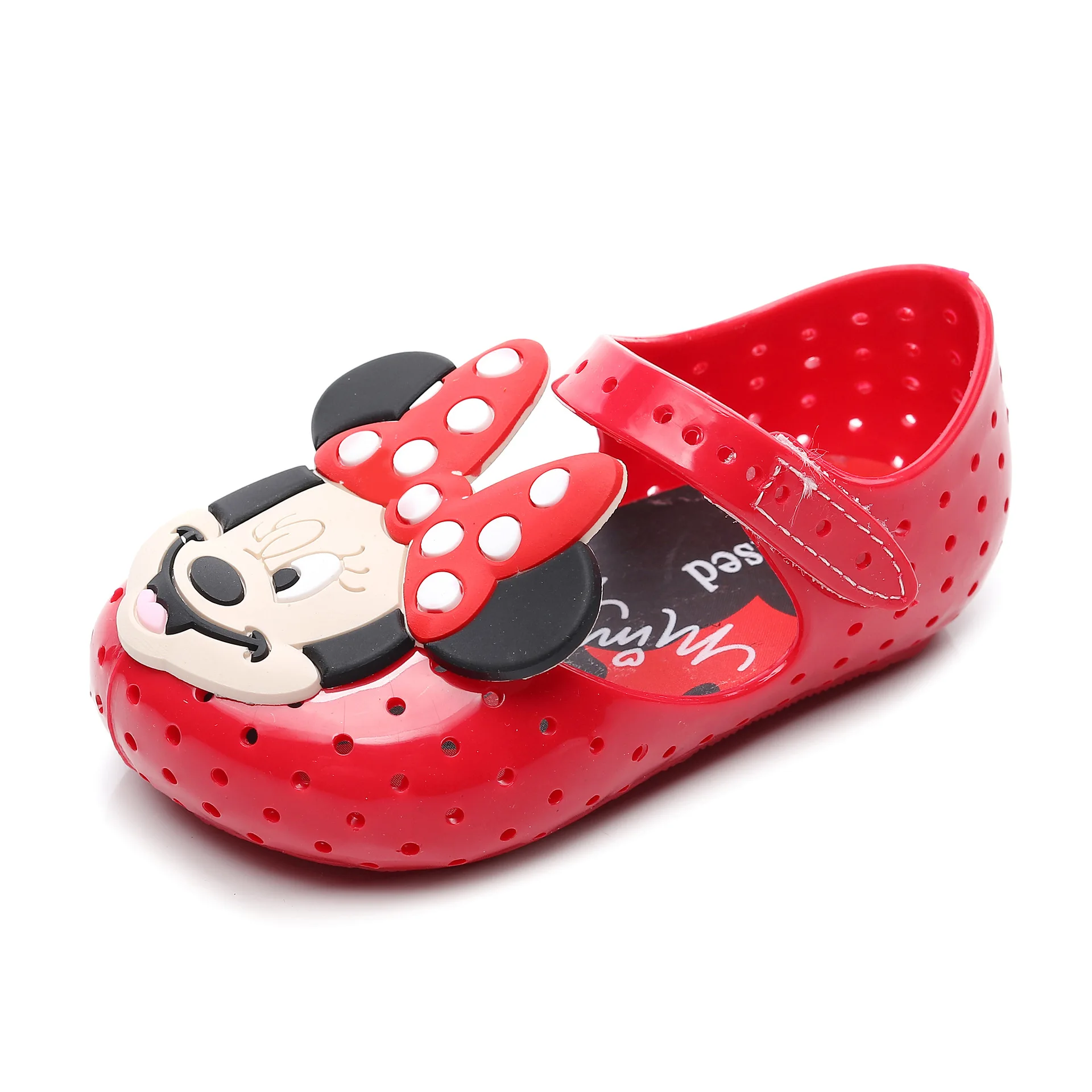 Mini Melissa/Женская обувь; Новинка года; детская обувь с дырками, украшенная фруктами; нескользящая прозрачная обувь; обувь для девочек из ПВХ на резиновой подошве - Цвет: RED