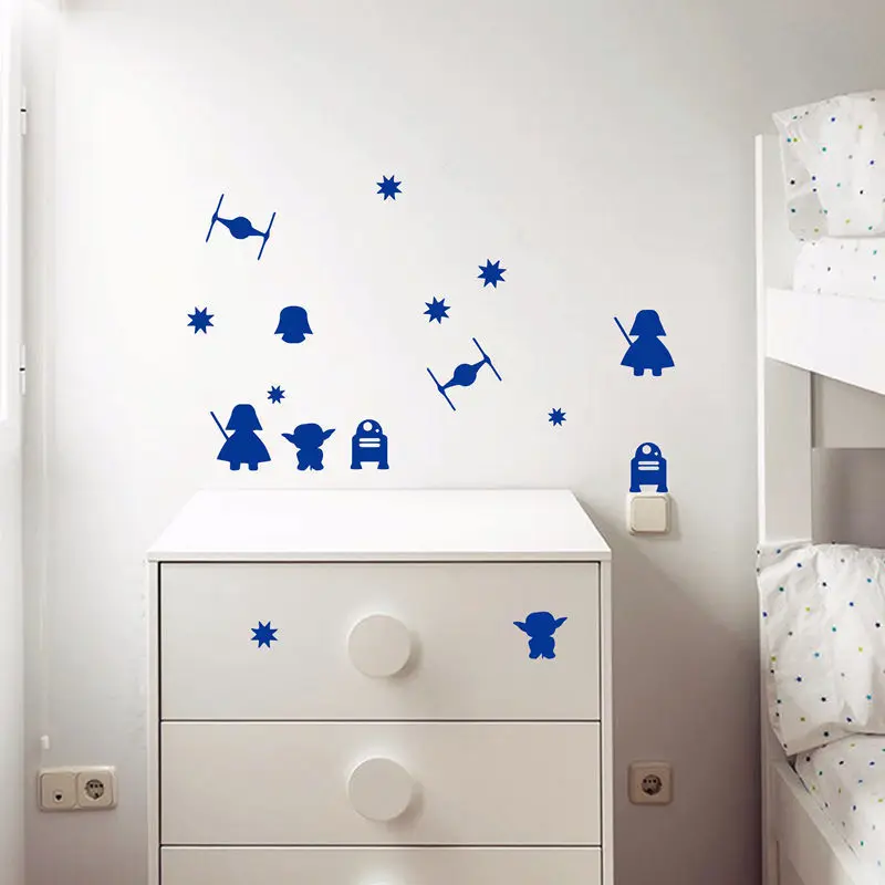 Cartoon-Star-Wars-Vinyl-Wall-Sticker-Kids-Bedroom-Decoration-Death-Star-Darth-Vader-Robot-YODA-Art