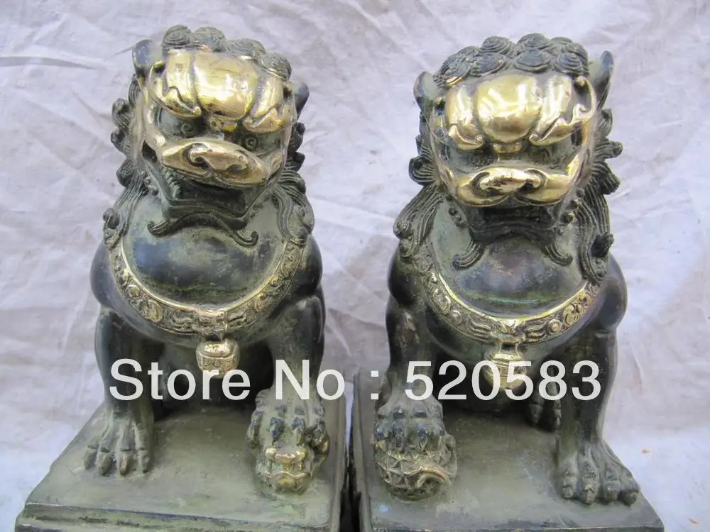 

8 Chinese bronze gilt auspicious avoid evil spirits lion fu foo dog beast Statue
