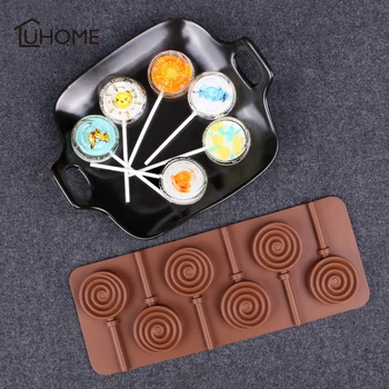 

1pc Doughnut Flower Shape Lollipop Pop 6 Lattices Mould Silicone Party Cake Cookie Candy Chocolate Maker DIY Baking Tool Tray