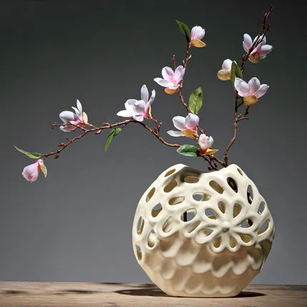 

New handmade ceramic hollow flower vases with artificial flowers for homes decorations