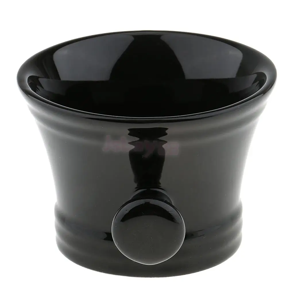 Durable Black Ceramics Salon Barber Shaving Brush Mug Bowl Men's Hair